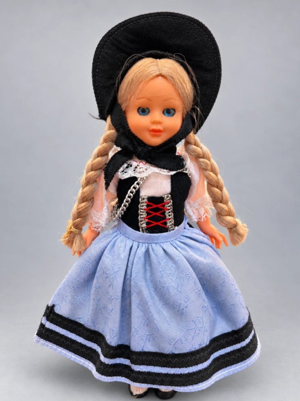 Vintage German Bavarian Doll Traditional Folk Costume Blonde Braids Sleep Eyes